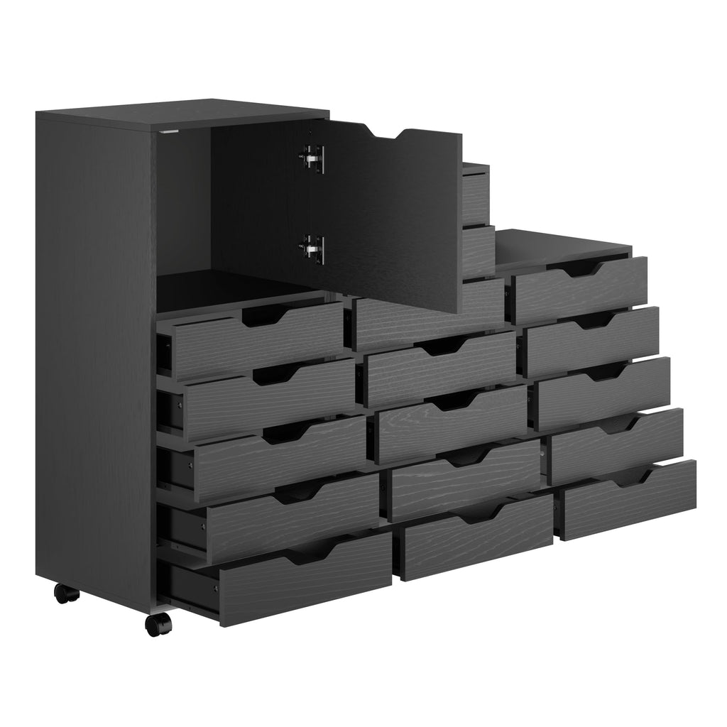 Winsome Wood Halifax 3-Pc Multi-Drawer Storage Cabinet Set, Black
