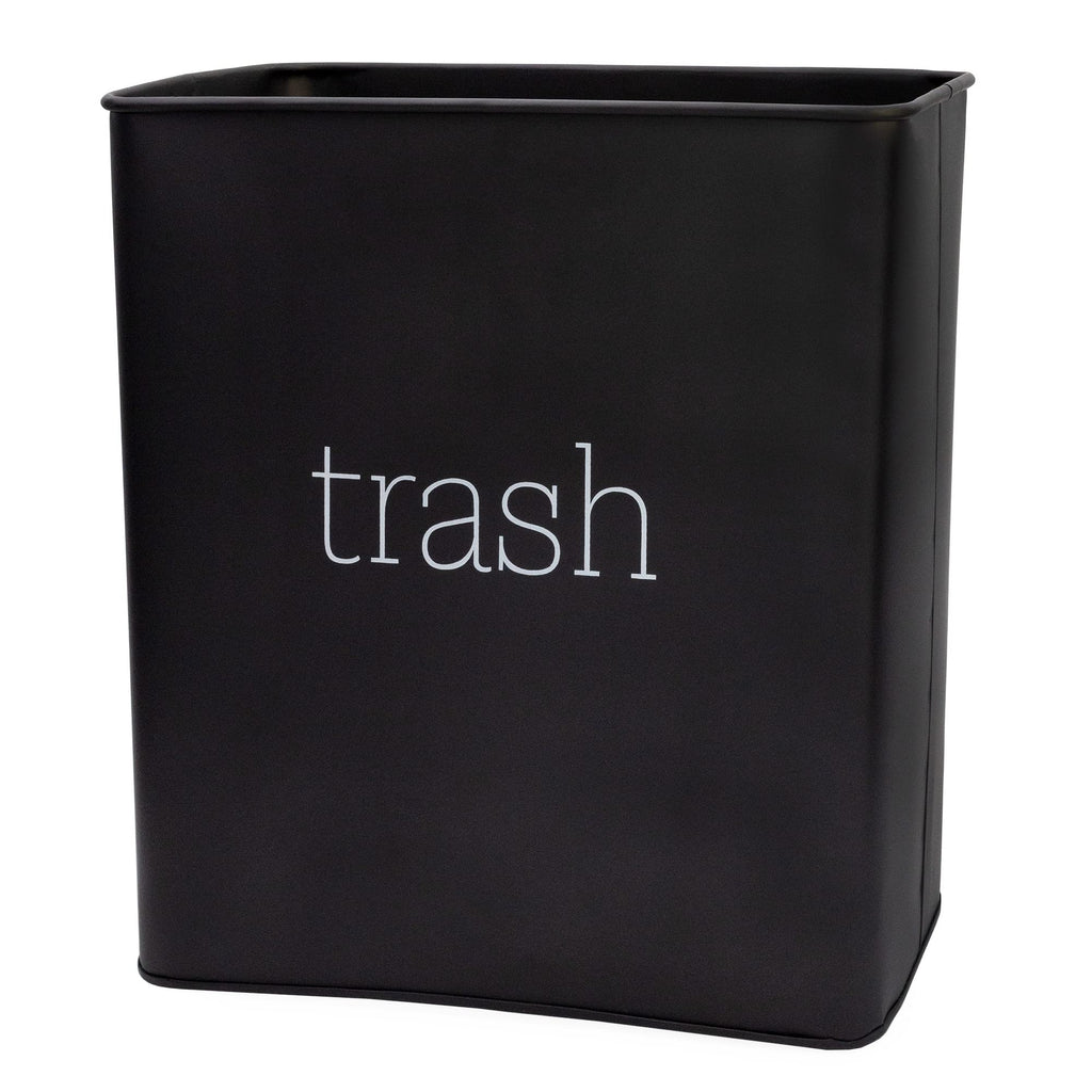 AuldHome White Enamel Trash Can, Rustic Farmhouse Wastebasket for Bathroom, Bedroom, or Office