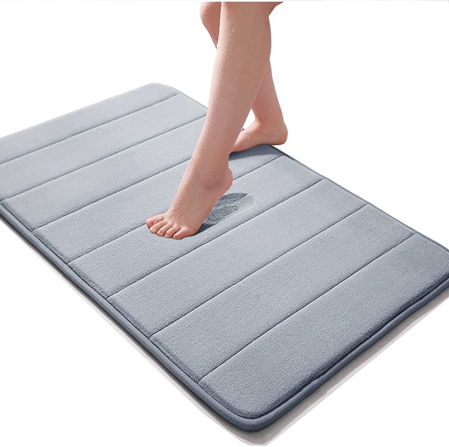 MYZON Memory Foam Bathroom Door Mat Super NonSlip Rapid Water Absorption Soft and Comfortable Coral Velvet Easier to Dry Machin