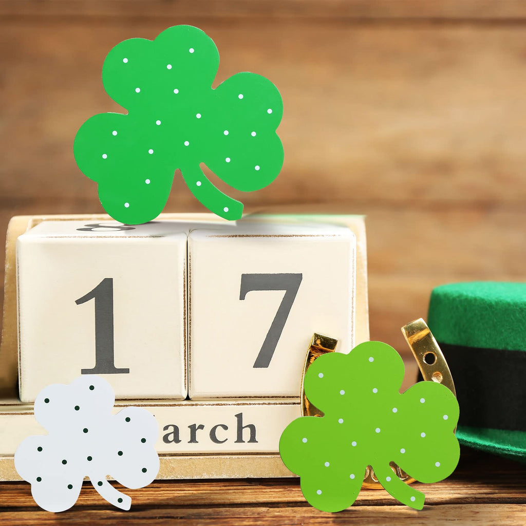 St. Patrick'S Day Table Wooden Signs 3 Pieces St. Patrick'S Table Decor Irish Themed Wooden Shamrock Decor Green Shamrock Blocks