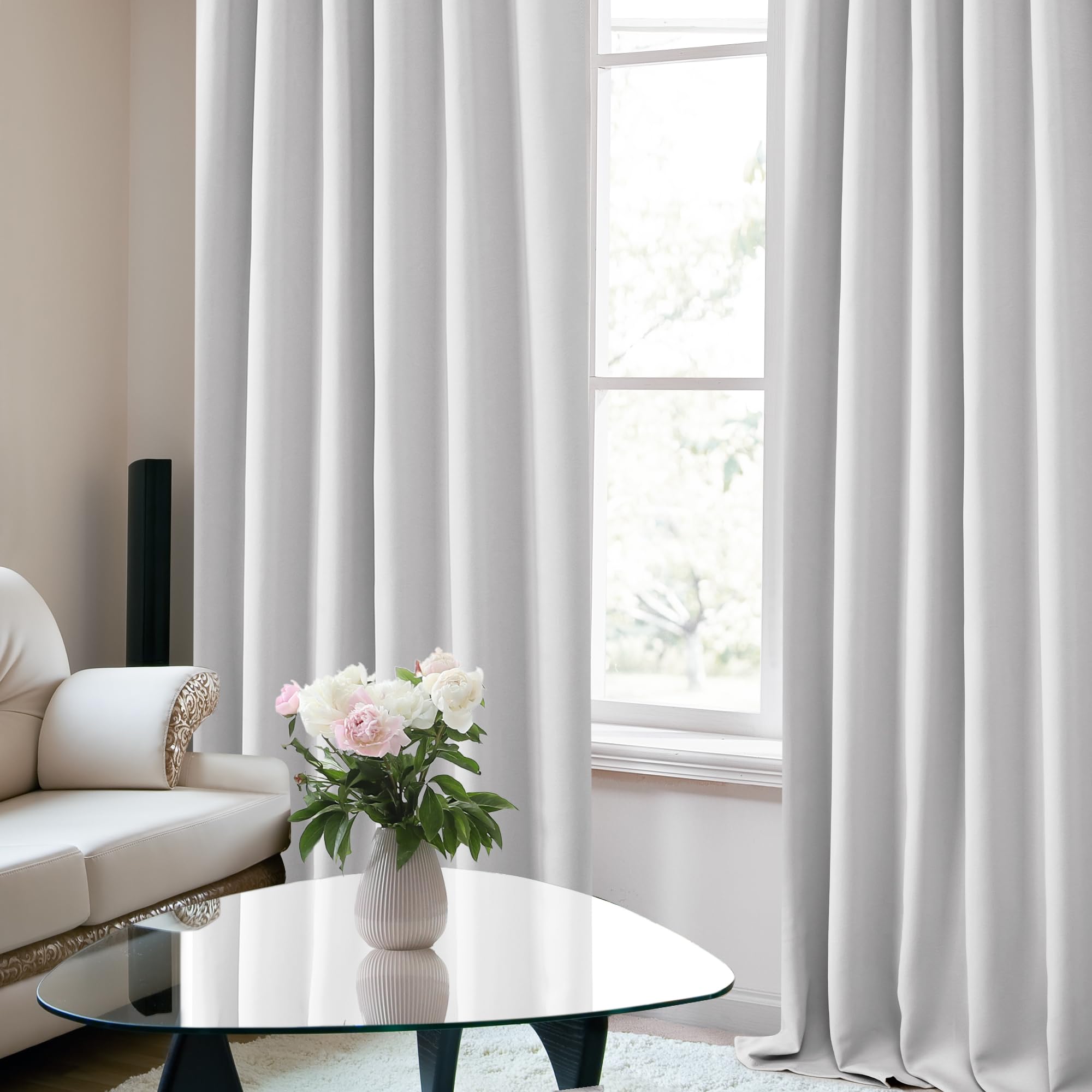 Deconovo Room Darkening Curtains, Back Tab And Rod Pocket Curtains Blackout Curtains - Thermal Insulated For Bedroom, Windows 52X72 Inch, Platinum, 2 Panels
