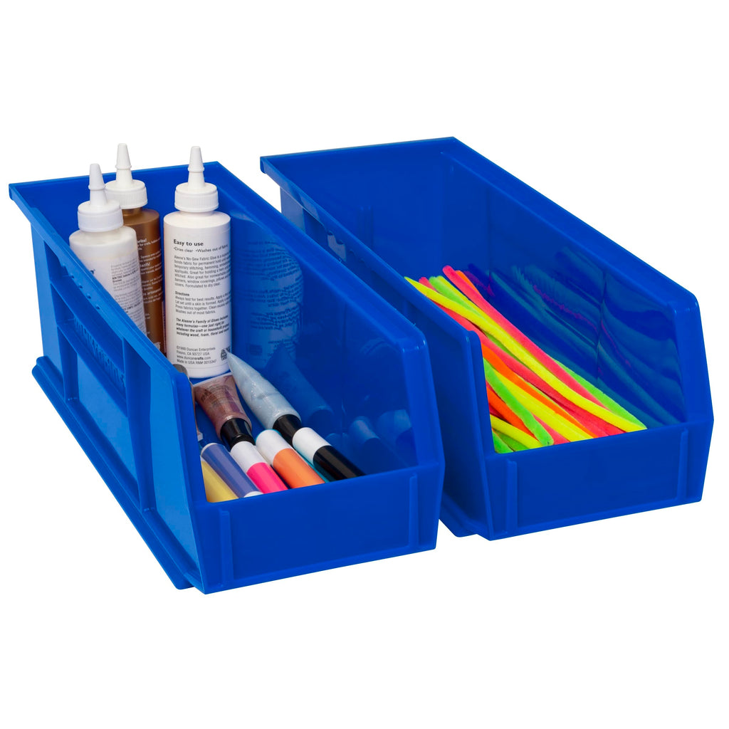 Akro-Mils 30234 Akrobins Plastic Hanging Stackable Storage Organizer Bin, 15-Inch X 5-Inch X 5-Inch, Blue, 12-Pack