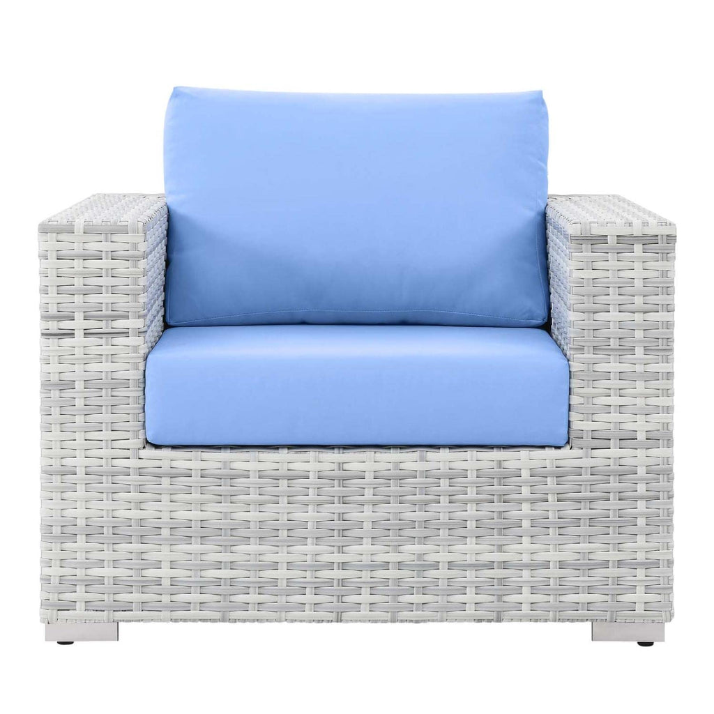 Modway Convene Outdoor Patio Armchair, Light Gray Light Blue