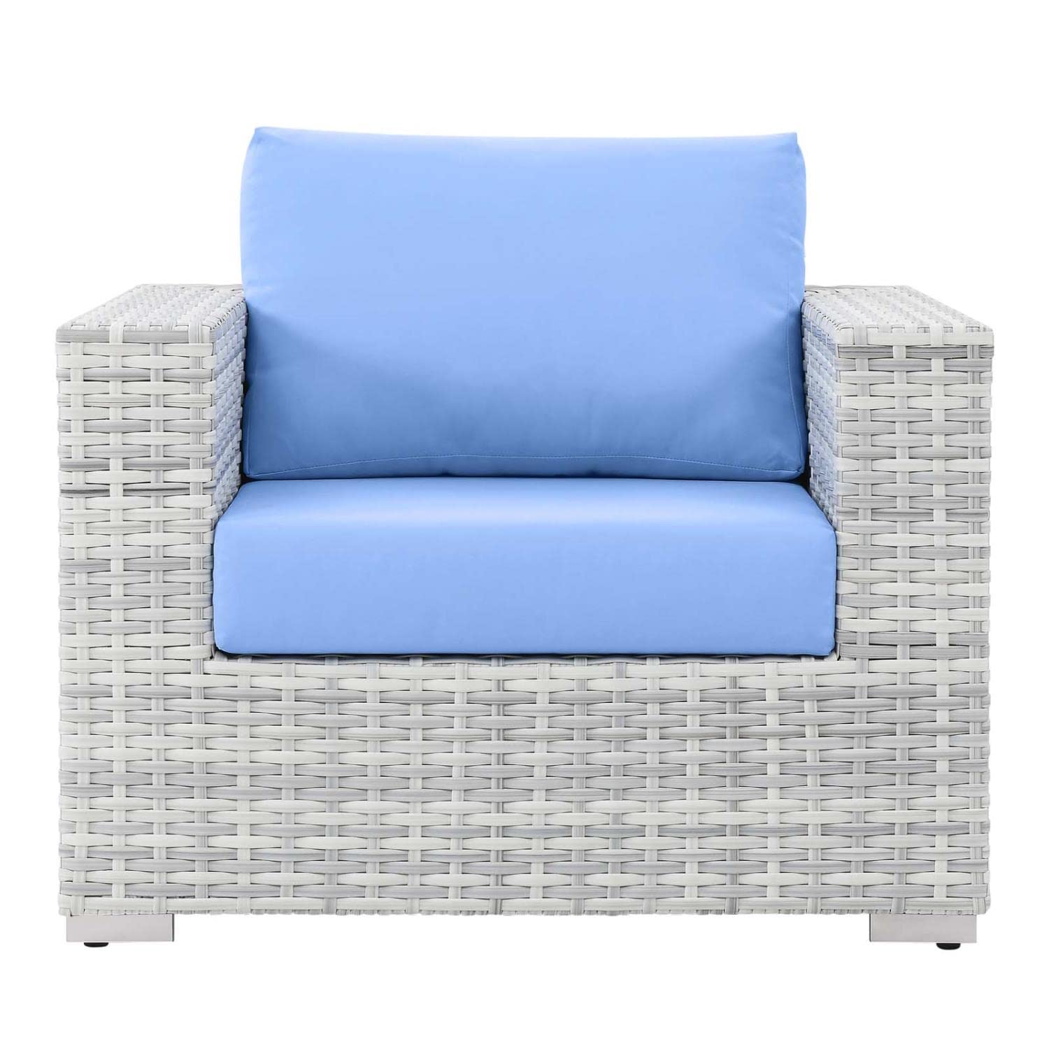 Modway Convene Outdoor Patio Armchair, Light Gray Light Blue