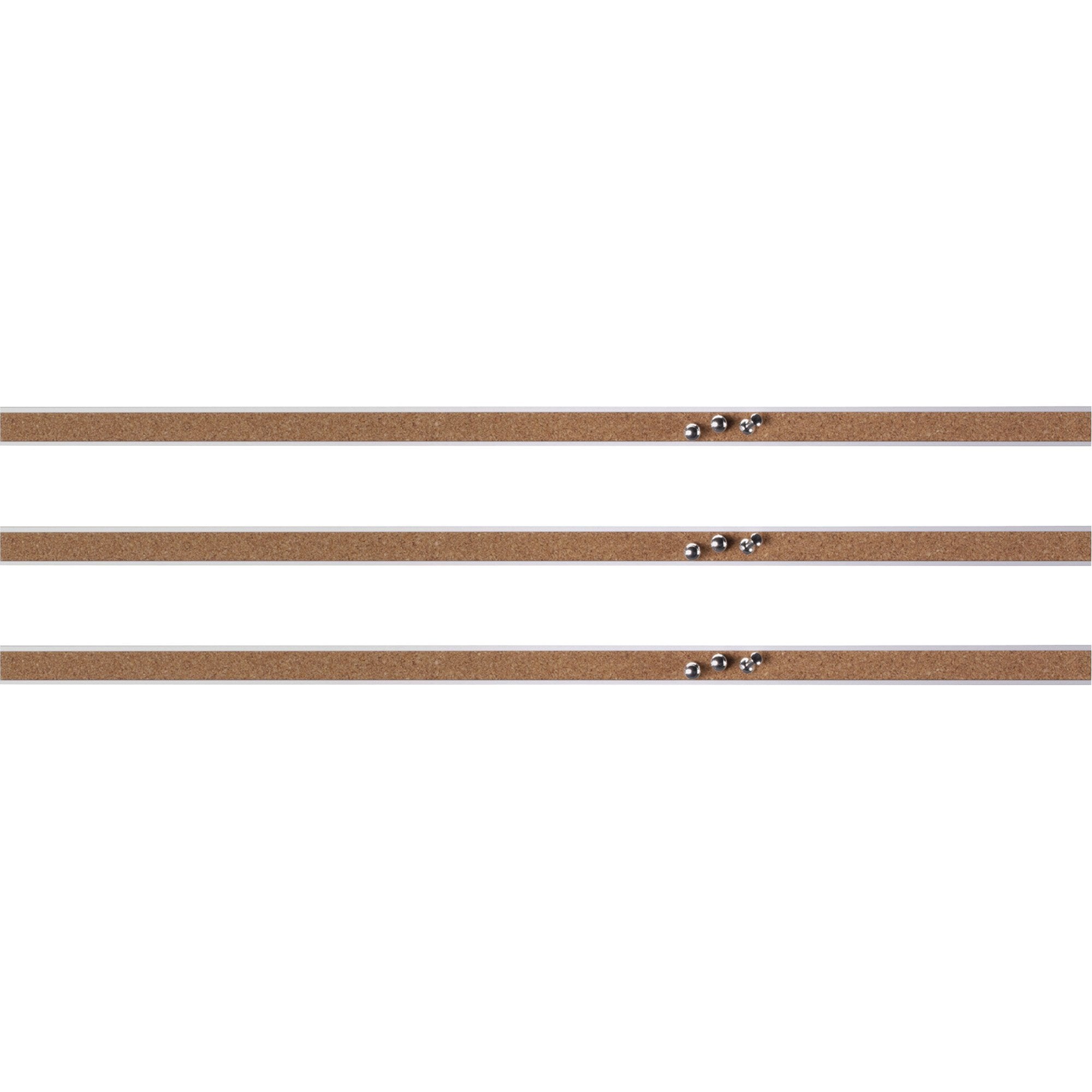 Lorell Cork Strip Bulletin Bar - 36' Width - Aluminum - 3/Bundle (49534Bd)