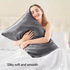 Bedelite Satin Pillowcase With Zipper, Dark Grey Pillow Cases Queen Size Set Of 2, Super Soft And Cooling Similar To Silk Pillow