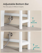 Songmics Over The Toilet Storage, 3-Tier Over Toilet Bathroom Organizer With Adjustable Shelf, Fit Most Toilets, Space-Saving, Cloud White And Natural Beige Ubts001W02