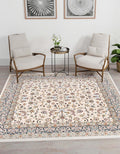 Unique Loom Narenj Collection Area Rug - Leeds (7 10 Square, Ivory/ Blue)