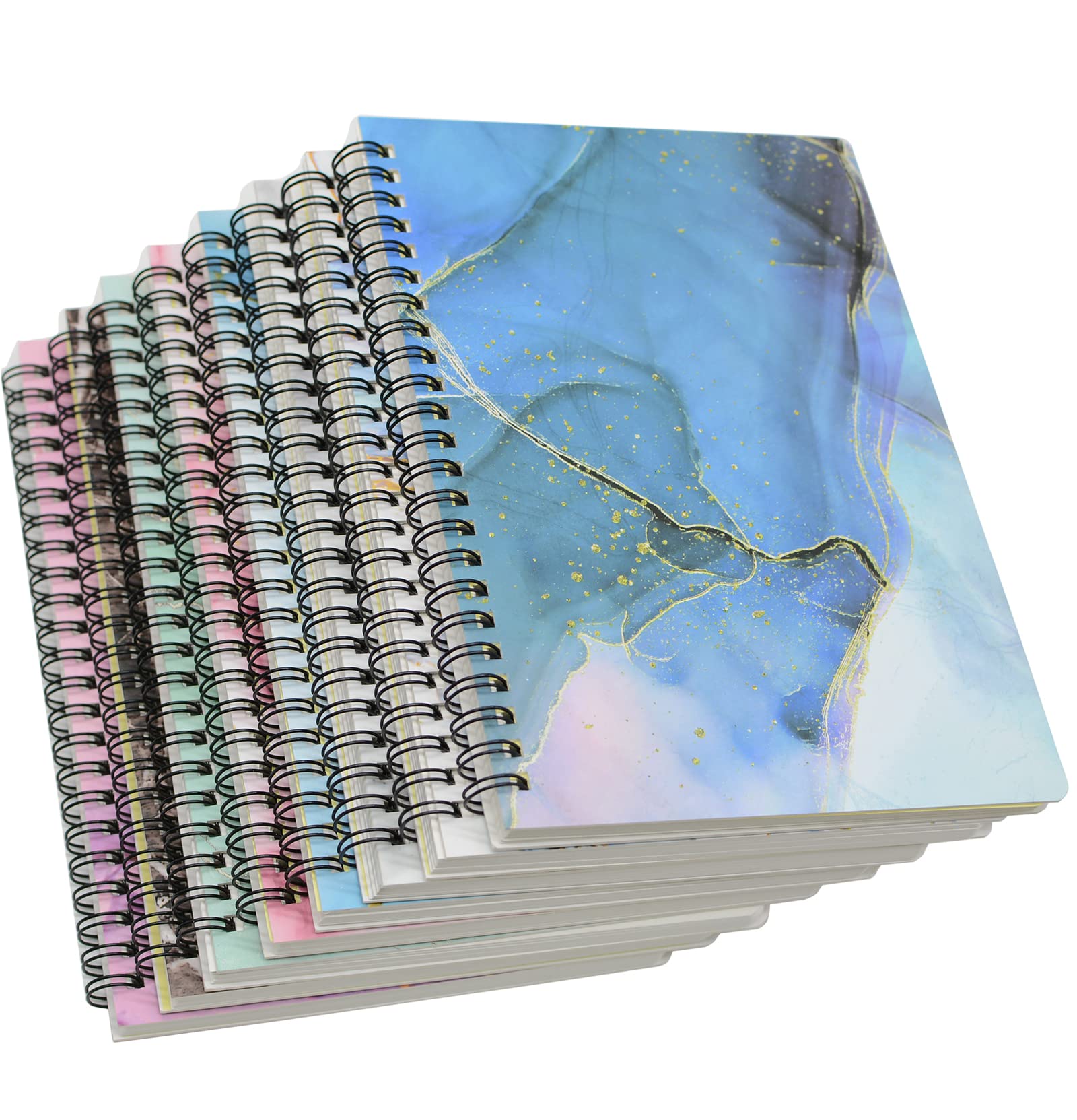 Yansanido Spiral Notebook, 8 Pcs A5 Marble Design Thick Hardcover 7Mm College Ruled 80 Sheets -160 Pages Journals For Study And