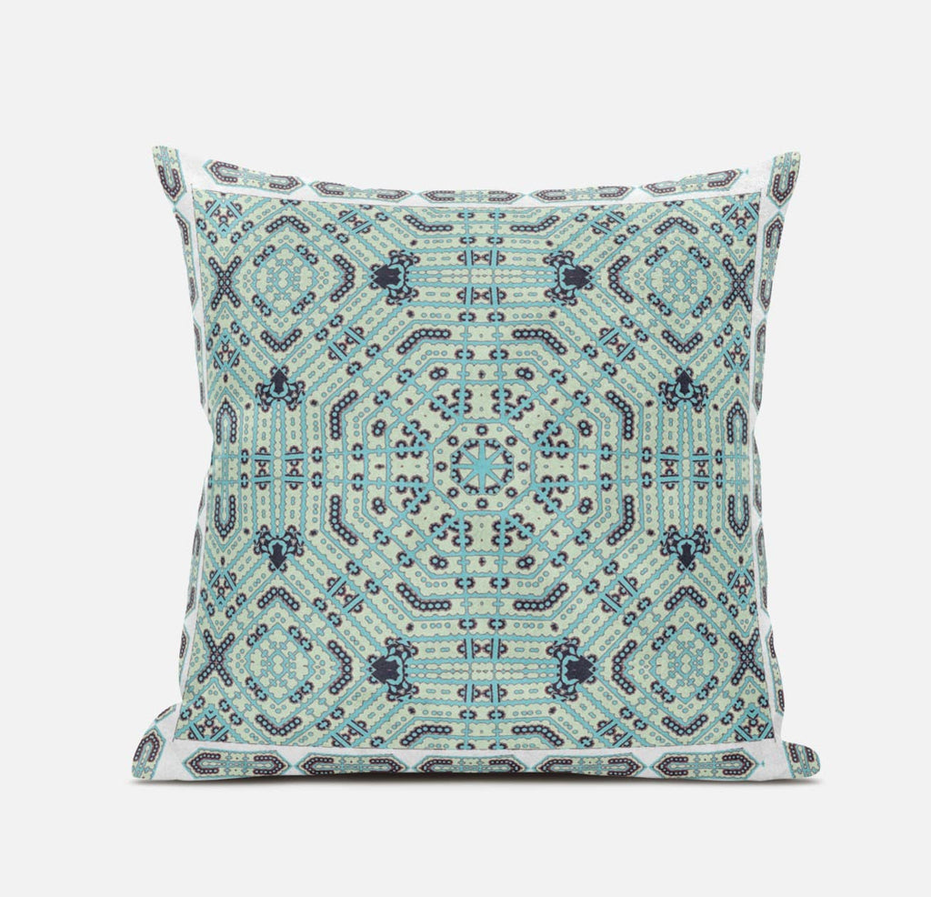 HomeRoots Dark Purple White 20â€ Aqua Geostar Zippered Suede Throw Pillow