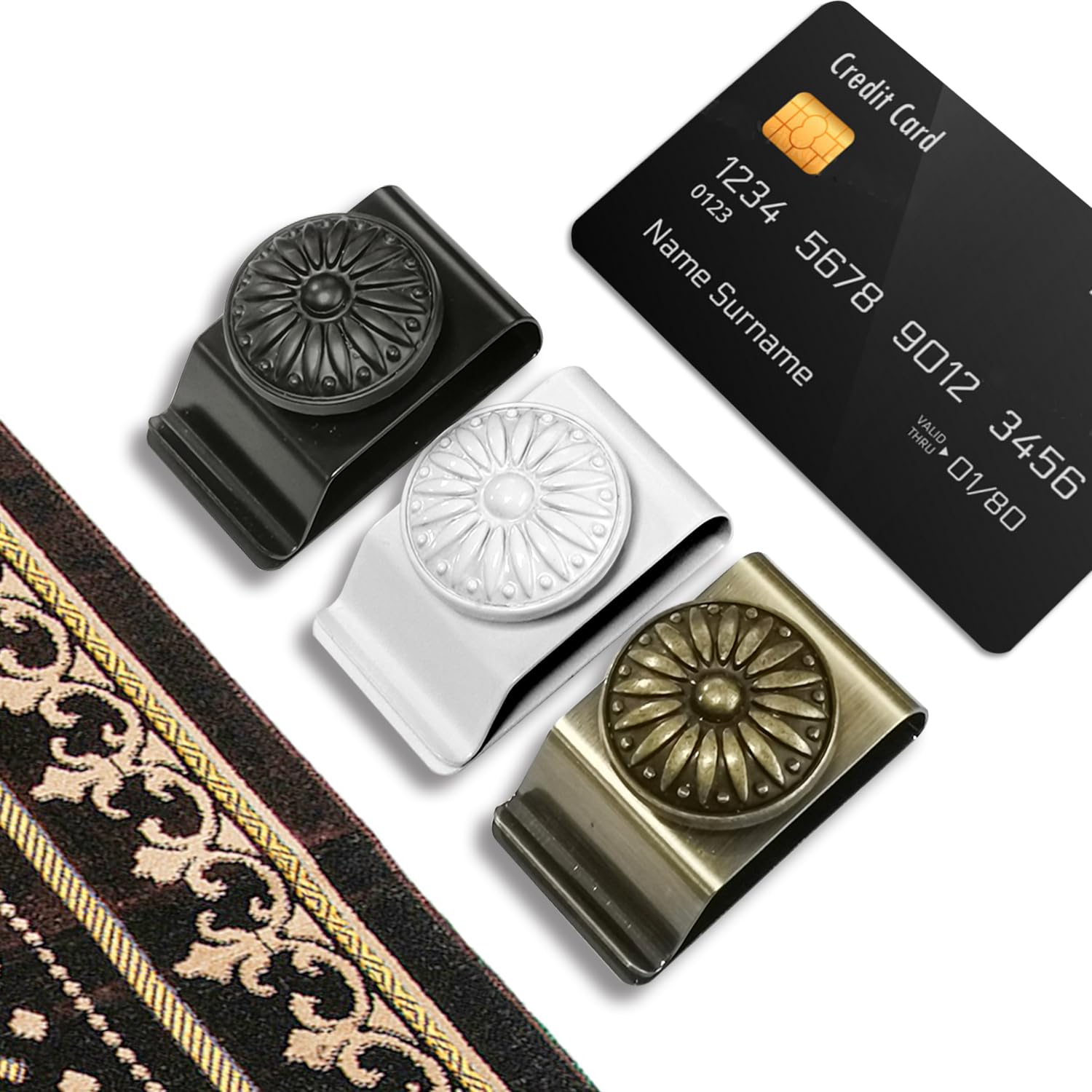 Doselves Tapestry Wall Hanging Clamps, 4 Pack Metal Clips for Rugs & Carpet Display, Black, Model QH00
