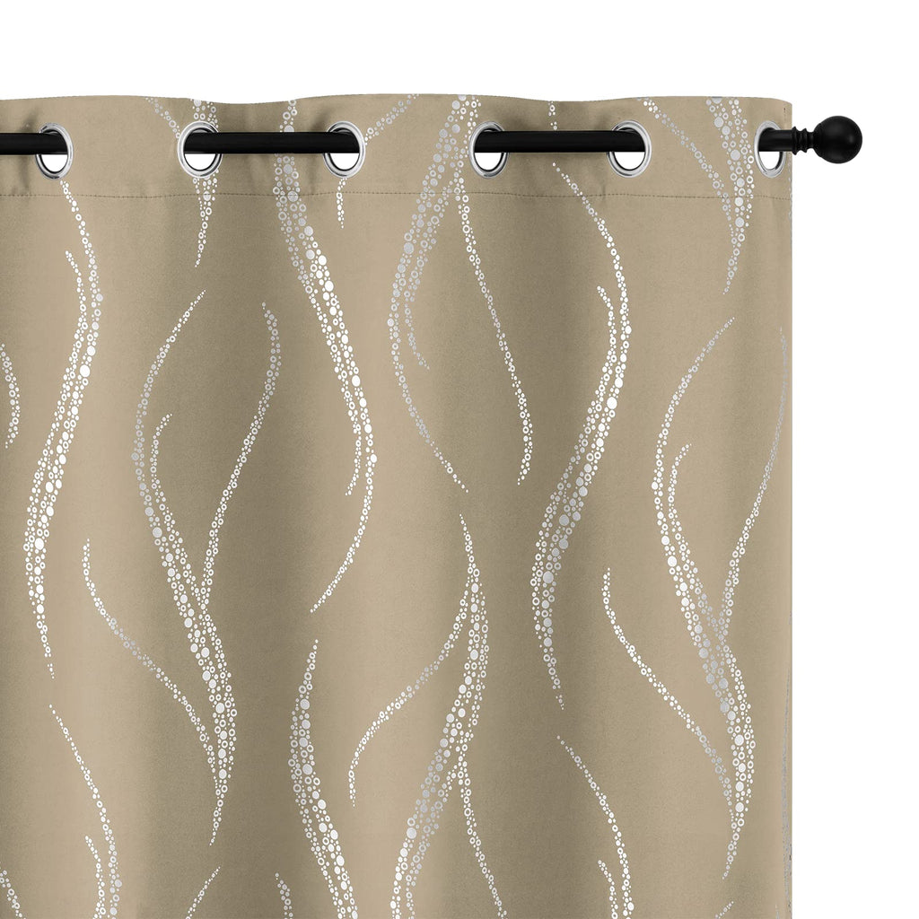 Yakamok Room Darkening Curtains 63 Inches Long 2 Panels For Living Room Thermal Insulated Blackout Drapes With Dots Silver For B