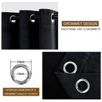 Dwcn Velvet Curtains Extra Wide 84 Inches - Black Blackout Bundleable Heavy Duty Thermal Insulated Energy Efficiency Grommet Win