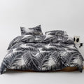 KAREVER Black Leaves Comforter Queen Black and White Palm Leaf Printed Comforter Sets Modern Boho Black Tropical Botanical Leave