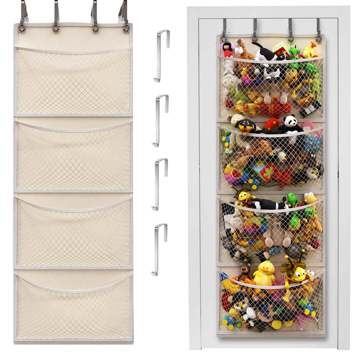 Honeyera The Original Storage for Stuffed Animals, Over Door Organizer for Stuffies, Baby Accessories, Toy Plush, Breathable Han