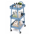 3Tier Metal Rolling Kitchen Trolley, Utility Cart With Wheels (Blue)