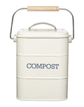 KitchenCraft Living Nostalgia Steel Compost Bin, 3 litres-Antique Cream