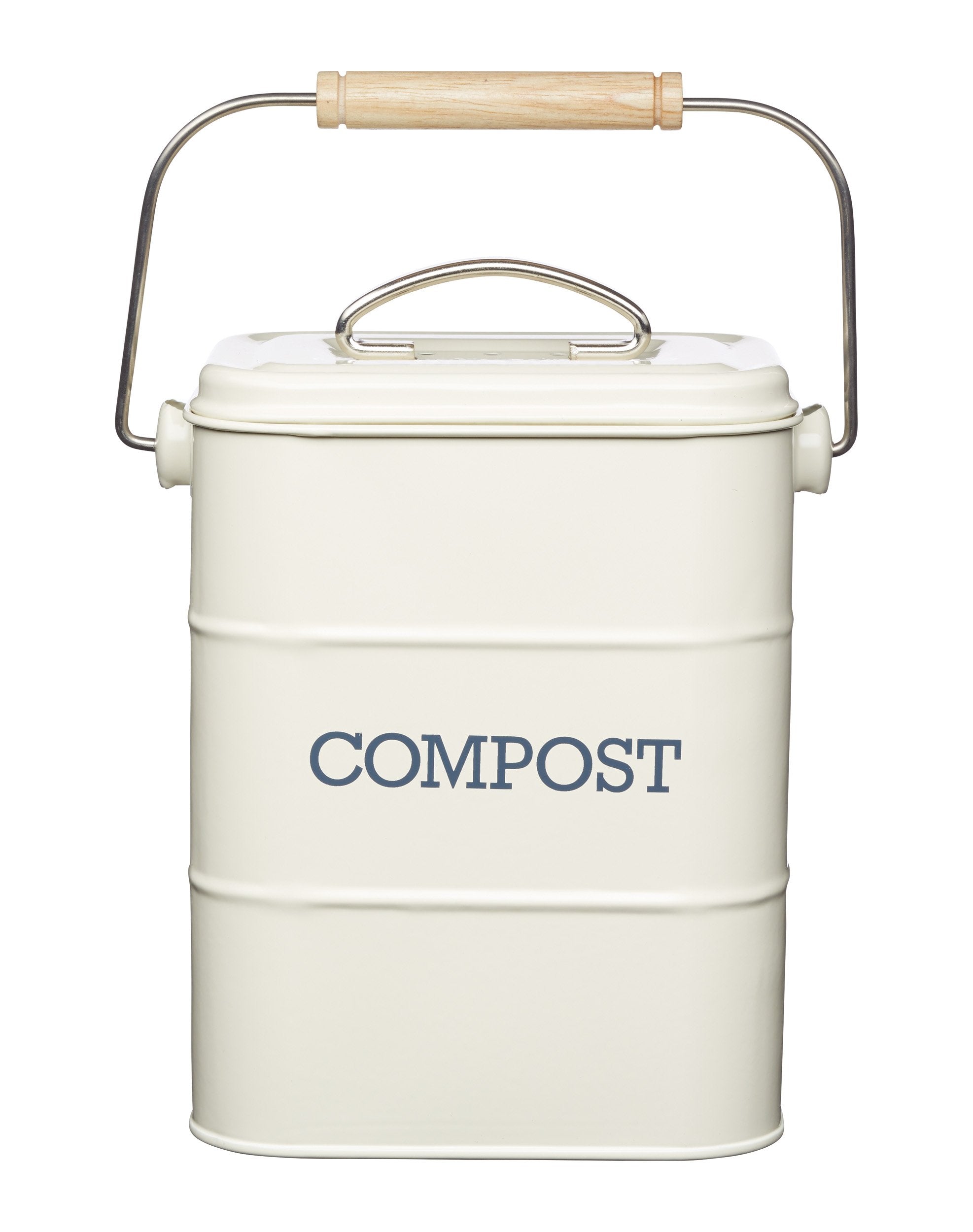 KitchenCraft Living Nostalgia Steel Compost Bin, 3 litres-Antique Cream