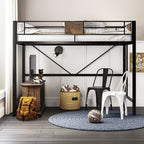 Sha Cerlin Loft Bed Twin Size With Ladder And Guardrail,Rustic Design,Metal Slats Support No Box Spring Needed Small Space Saving Furniture For Bedroom Dorm