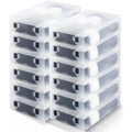 Sintuff 12 Pack Large Boot Storage Boxes with Lids for Tall Boots 20.5  x 11.8  x 4.5  Stackable Clear Plastic Shoe Organizer Co