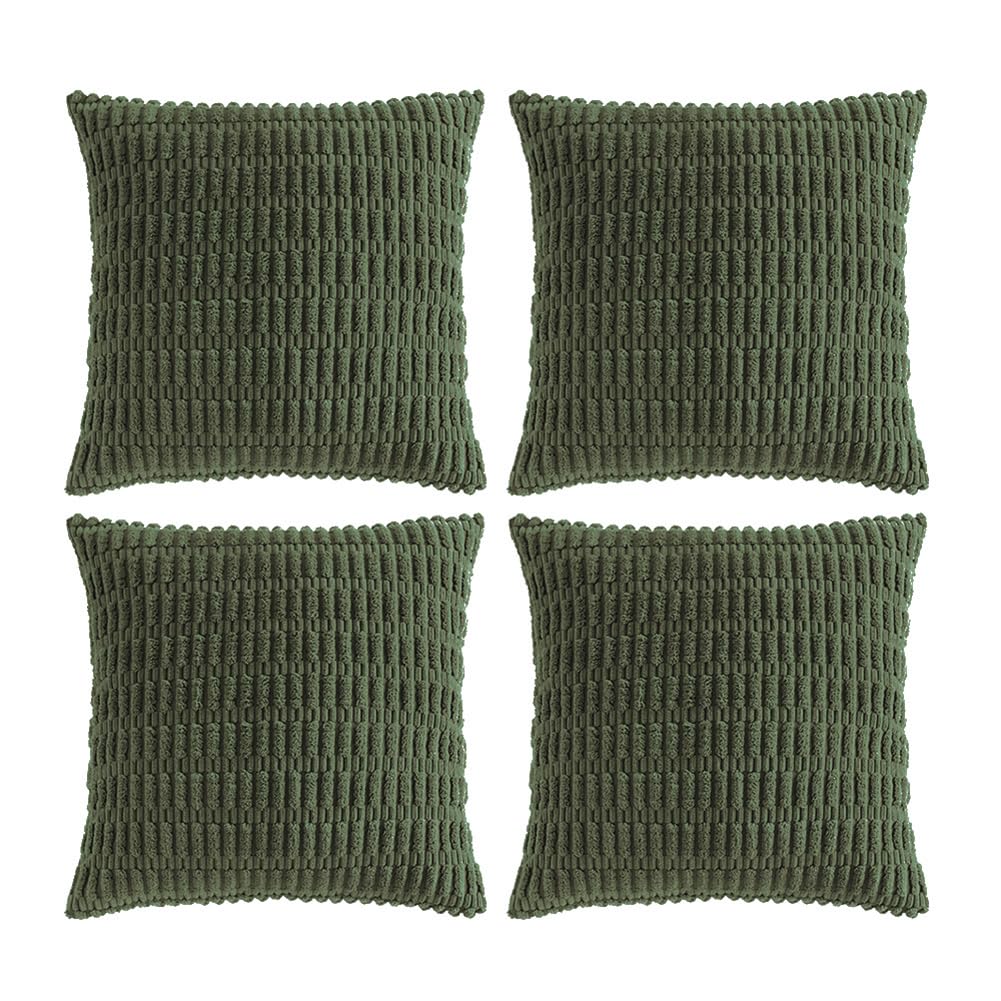 Fancy Homi 4 Packs Boho Olive Green Decorative Throw Pillow Covers 16X16 Inch For Couch Bed Sofa, Rustic Modern Farmhouse Home D