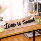 Kathfly Love Is Sweet Table Decor Hollow Love Sign Wooden Love Is Sweet Sign for Dessert Table Freestanding Love Wood Sign Love 