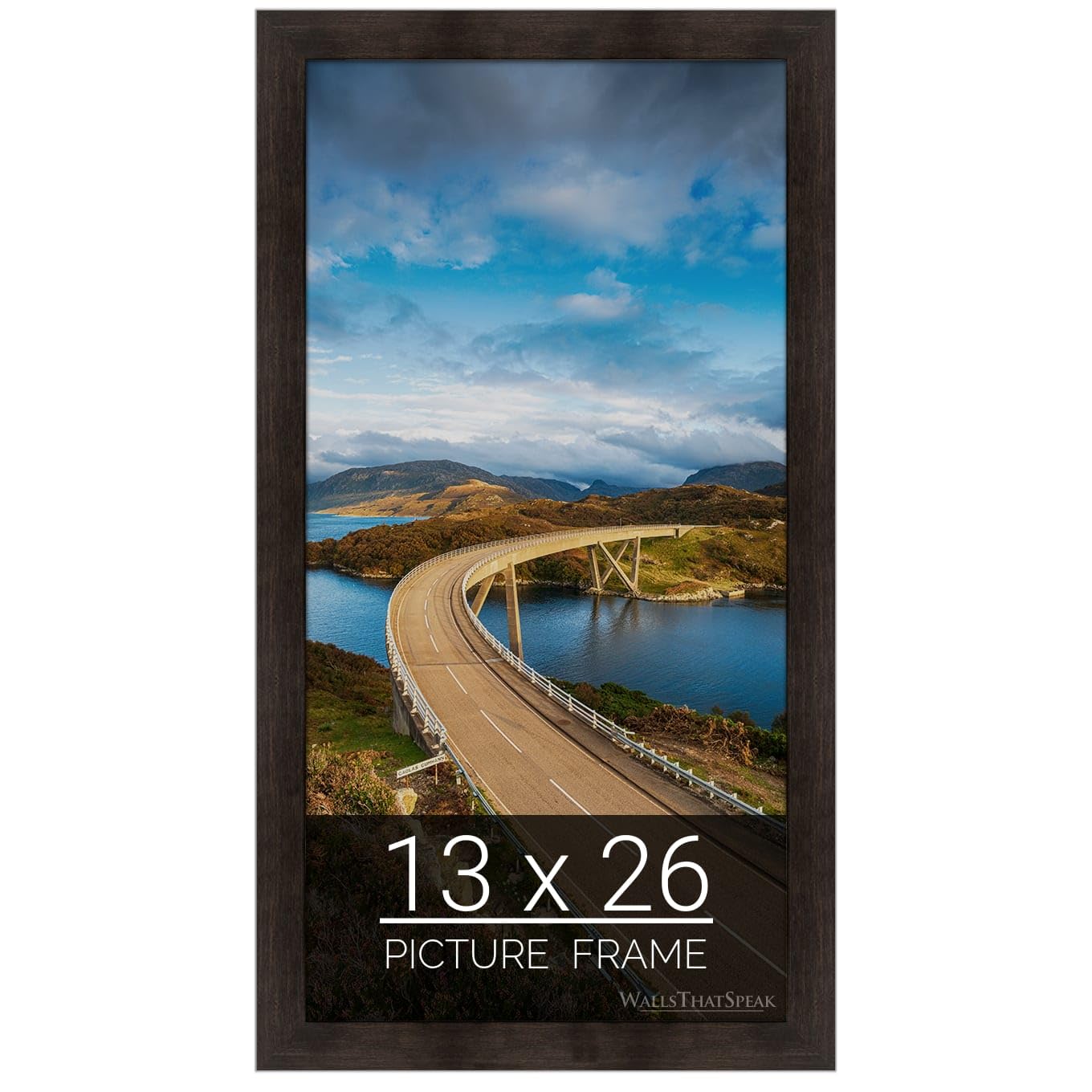 wallsthatspeak 13x26 Espresso Brown Picture Frame for Puzzles Posters Photos or Artwork