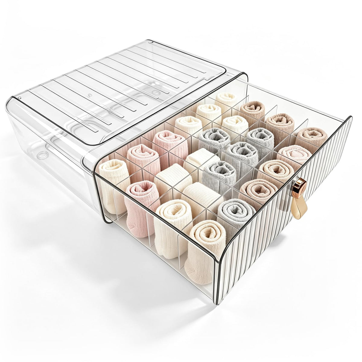 Niulkeax Sock Underwear Drawer Organizer, 24 Cell Storage Box for Closet