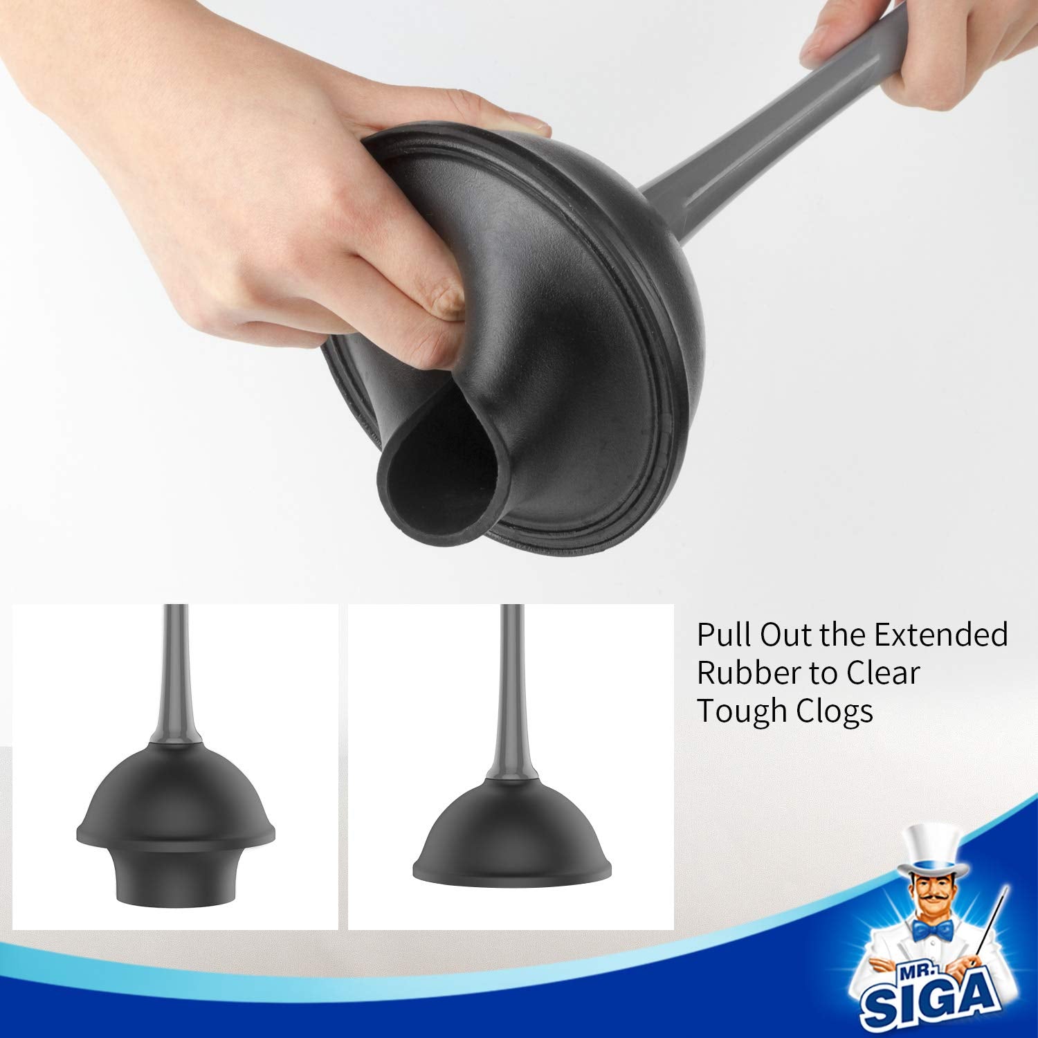 Mr.Siga Toilet Plunger And Bowl Brush Combo For Bathroom Cleaning, Gray, 2 Sets