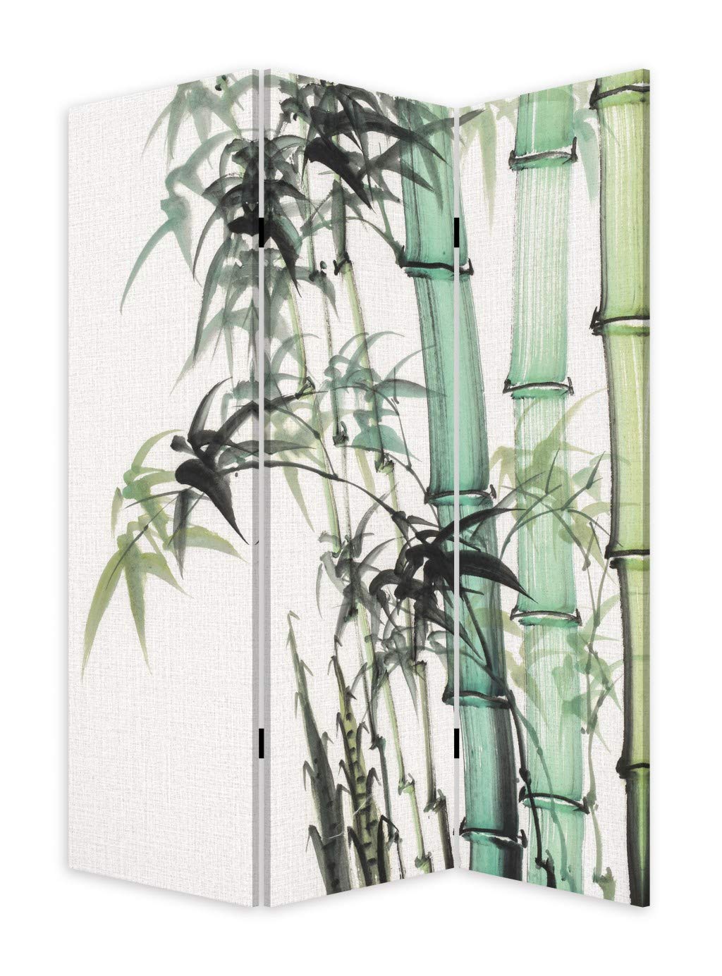 HomeRoots 3 Panel Reversible Bamboo Art Screen Room Divider