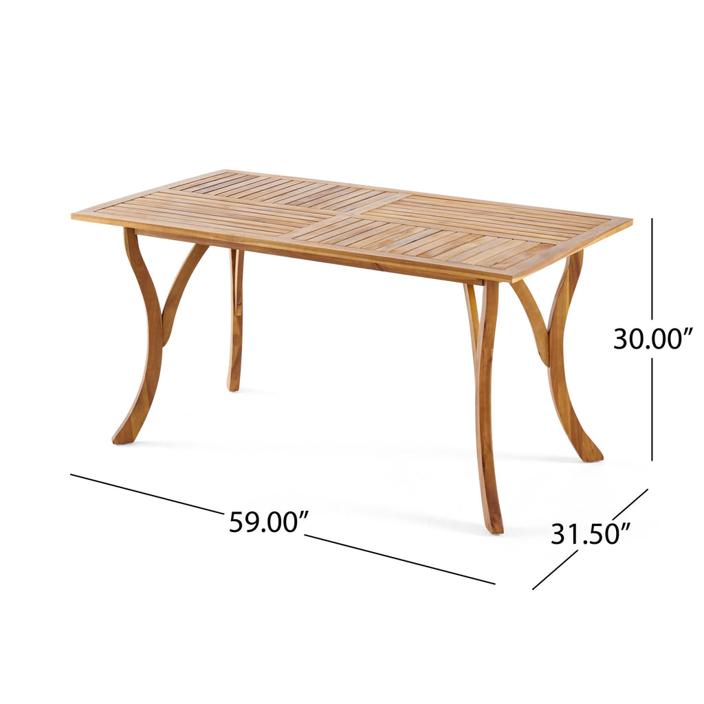 Christopher Knight Home Hermosa Acacia Wood Rectangular Table, Teak Finish