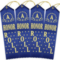 Ribbonsnow 'A' Honor Roll Award Ribbons - 100 Blue Ribbons With Card & String
