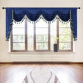 Elkca Thick Royal Blue Chenille Window Curtains Valance For Living Room Waterfall Valance For Bedroom (W118Inch, 1 Panel)