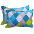 Huesland By Ahmedabad Cotton 2 Pcs Cotton Pillow Cover Set  Blue, Green & Grey
