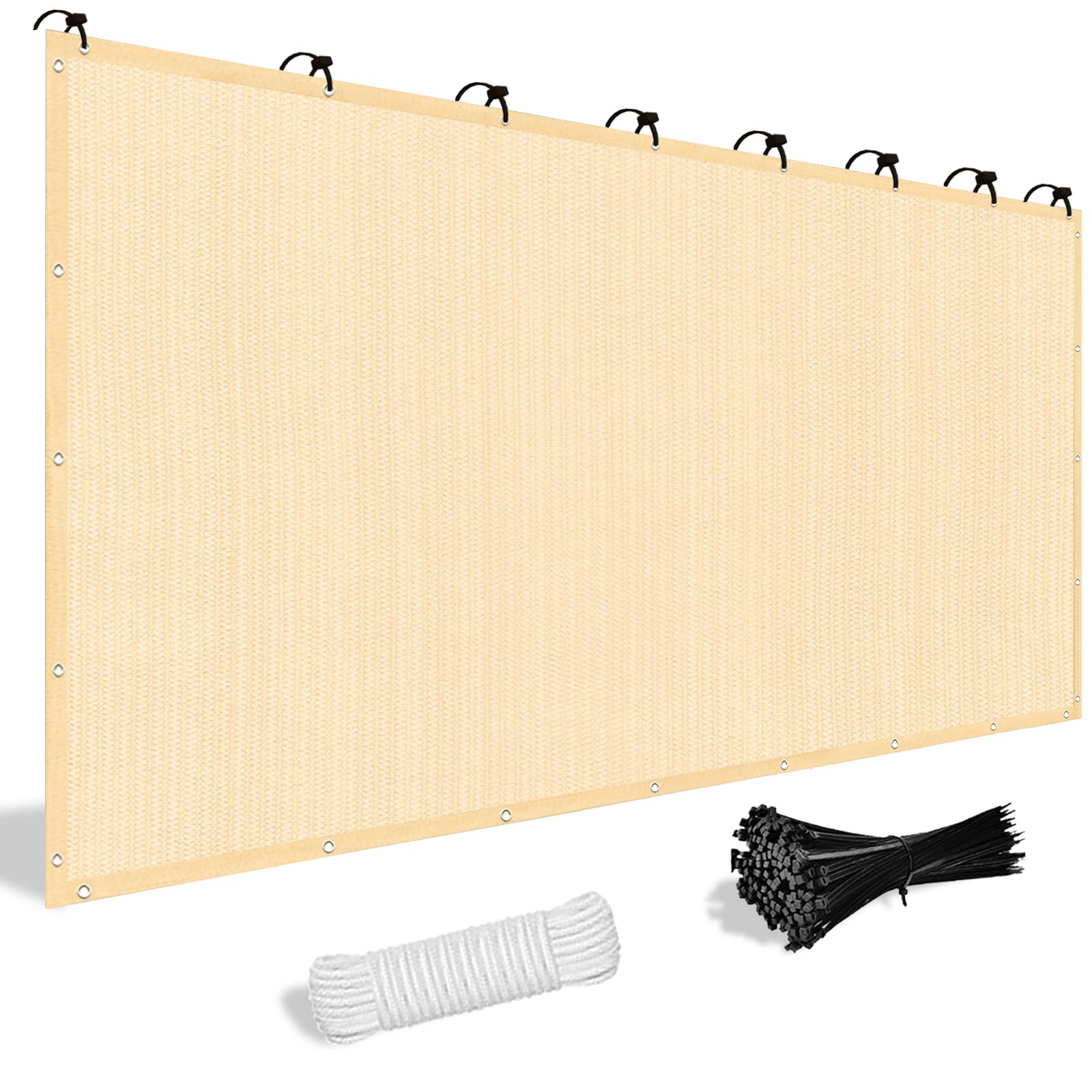 Shade&Beyond Customized Size 14' X 15' Shade Cloth With Grommets, 90% Uv Protection Uv Protection Mesh Tarp Sun Screens For Pati