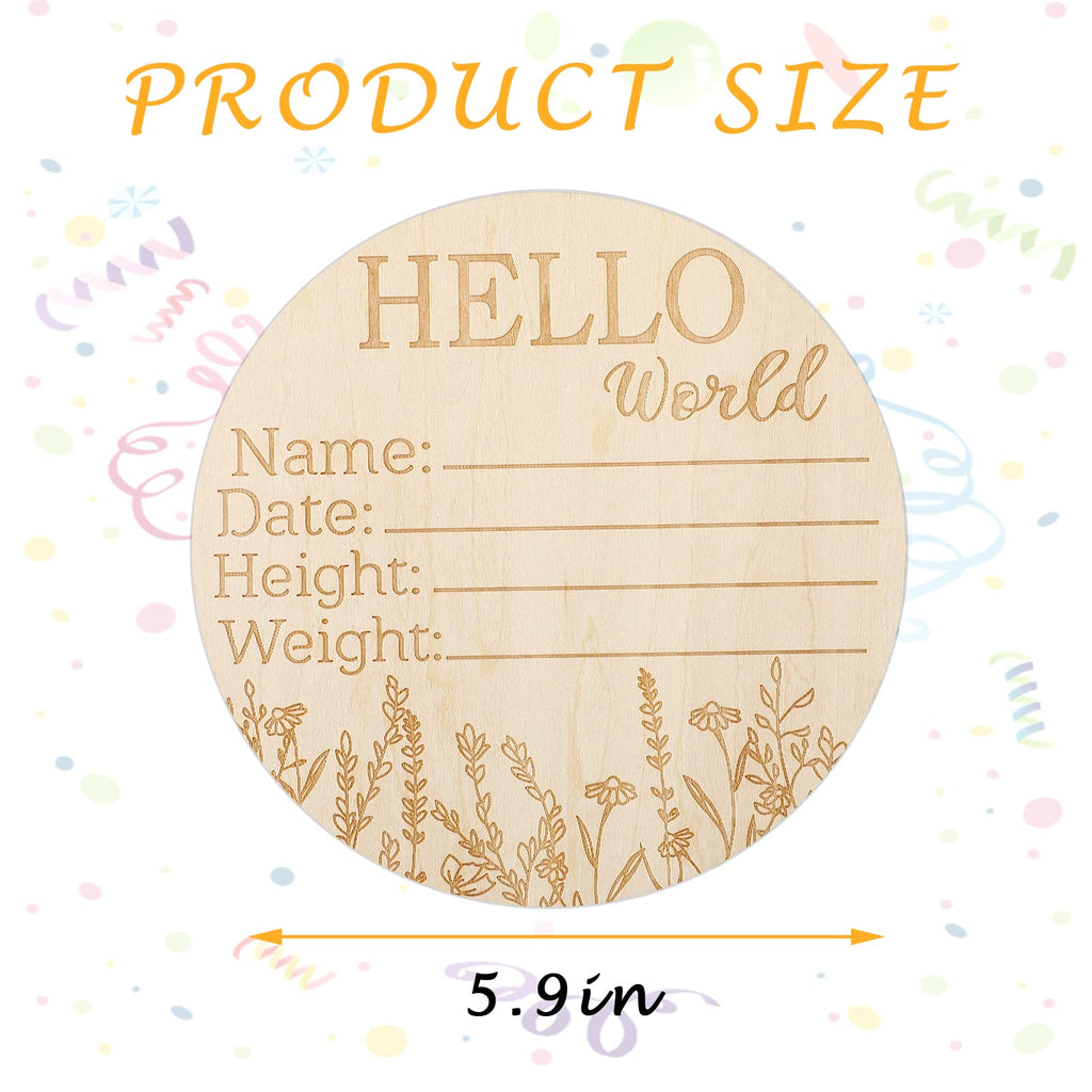 2Pcs Newborn Baby Birth Announcement Sign, Round Wooden Baby Name Welcome Sign, Newborn Photo Props For Hospital Sign Baby Name