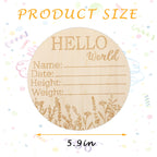 2Pcs Newborn Baby Birth Announcement Sign, Round Wooden Baby Name Welcome Sign, Newborn Photo Props For Hospital Sign Baby Name