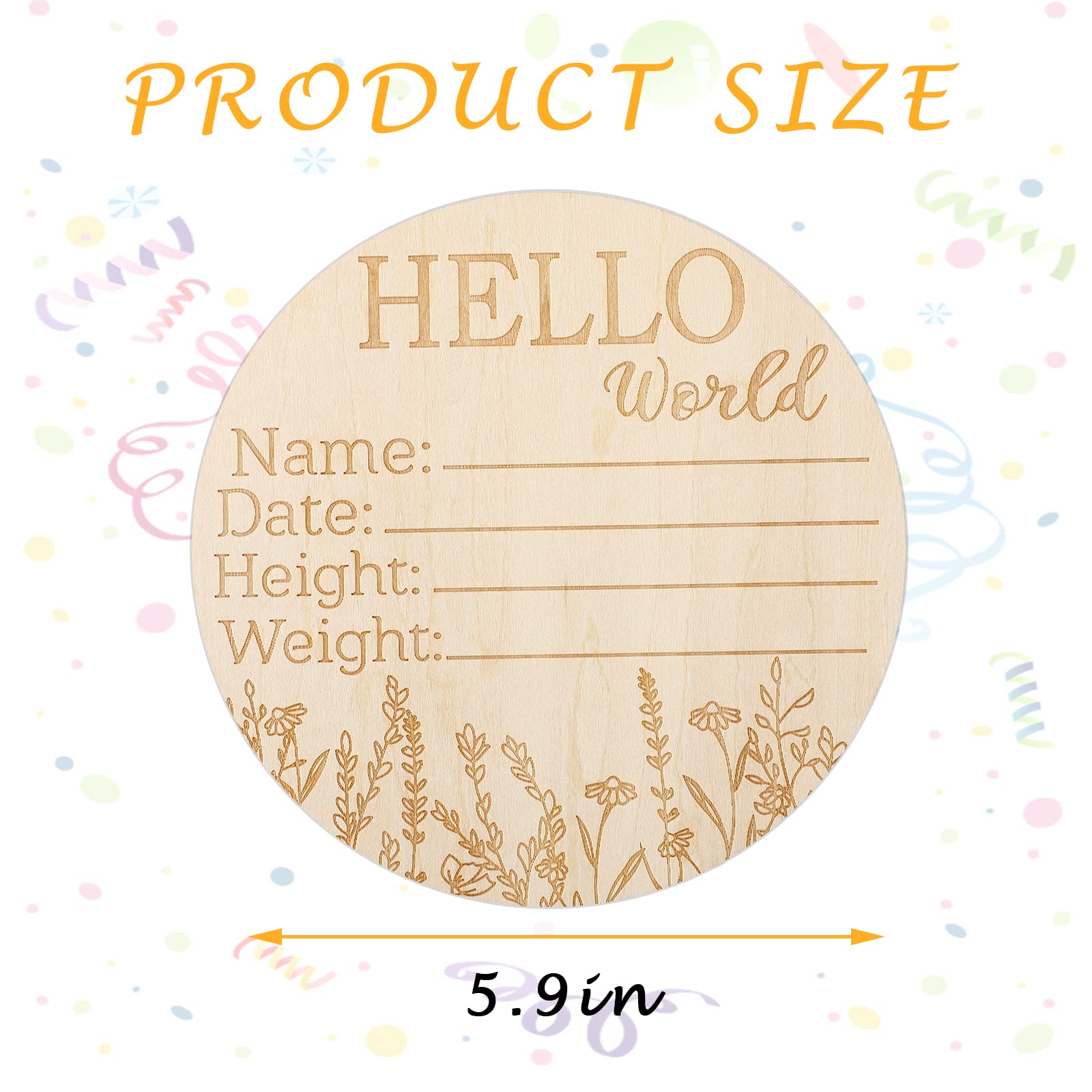 2Pcs Newborn Baby Birth Announcement Sign, Round Wooden Baby Name Welcome Sign, Newborn Photo Props For Hospital Sign Baby Name