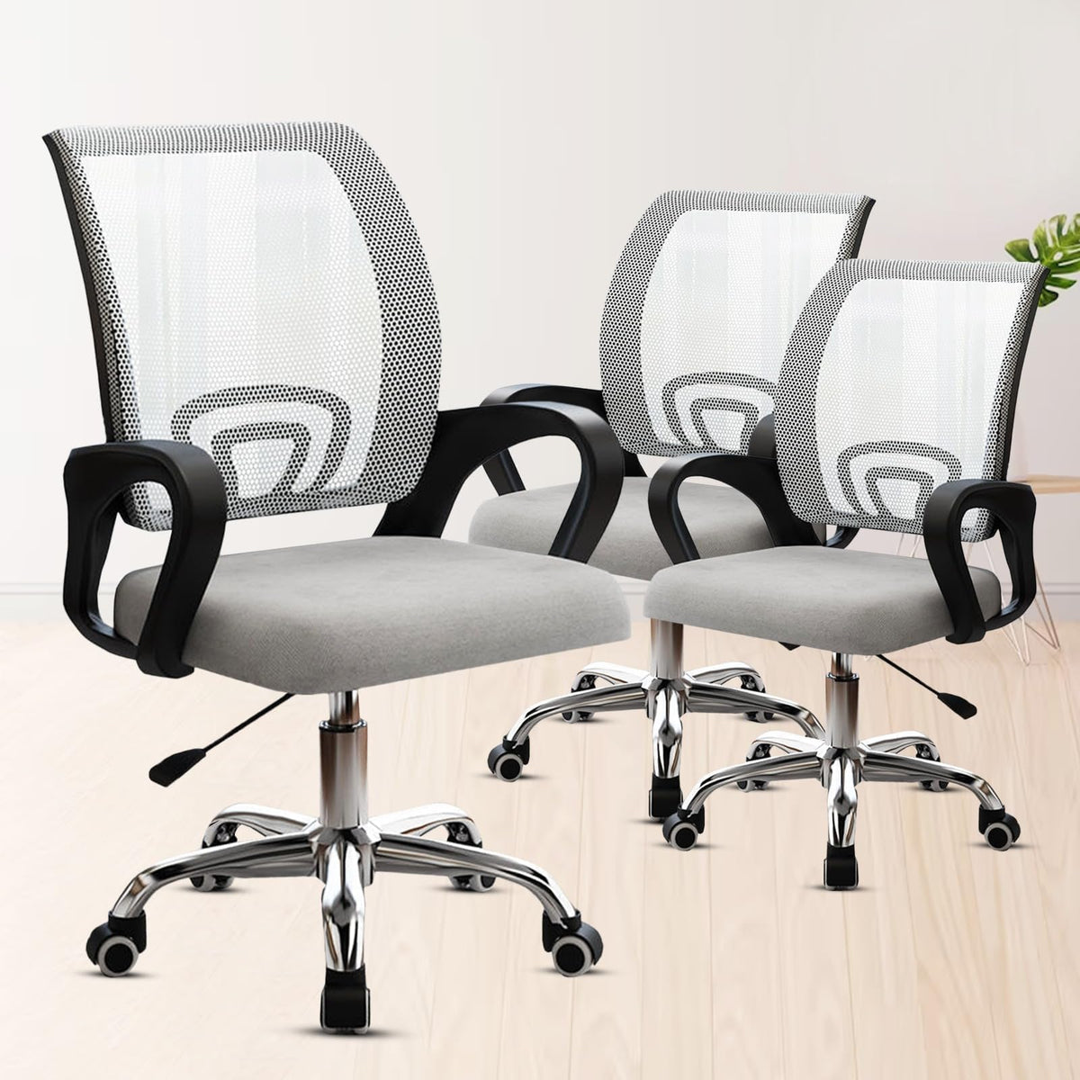 Casa Copenhagen (Pack Of 3 Ergonomic Desk Mesh Computer Chair With Lumbar Support Armrest Executive Rolling Swivel Adjustable Mi