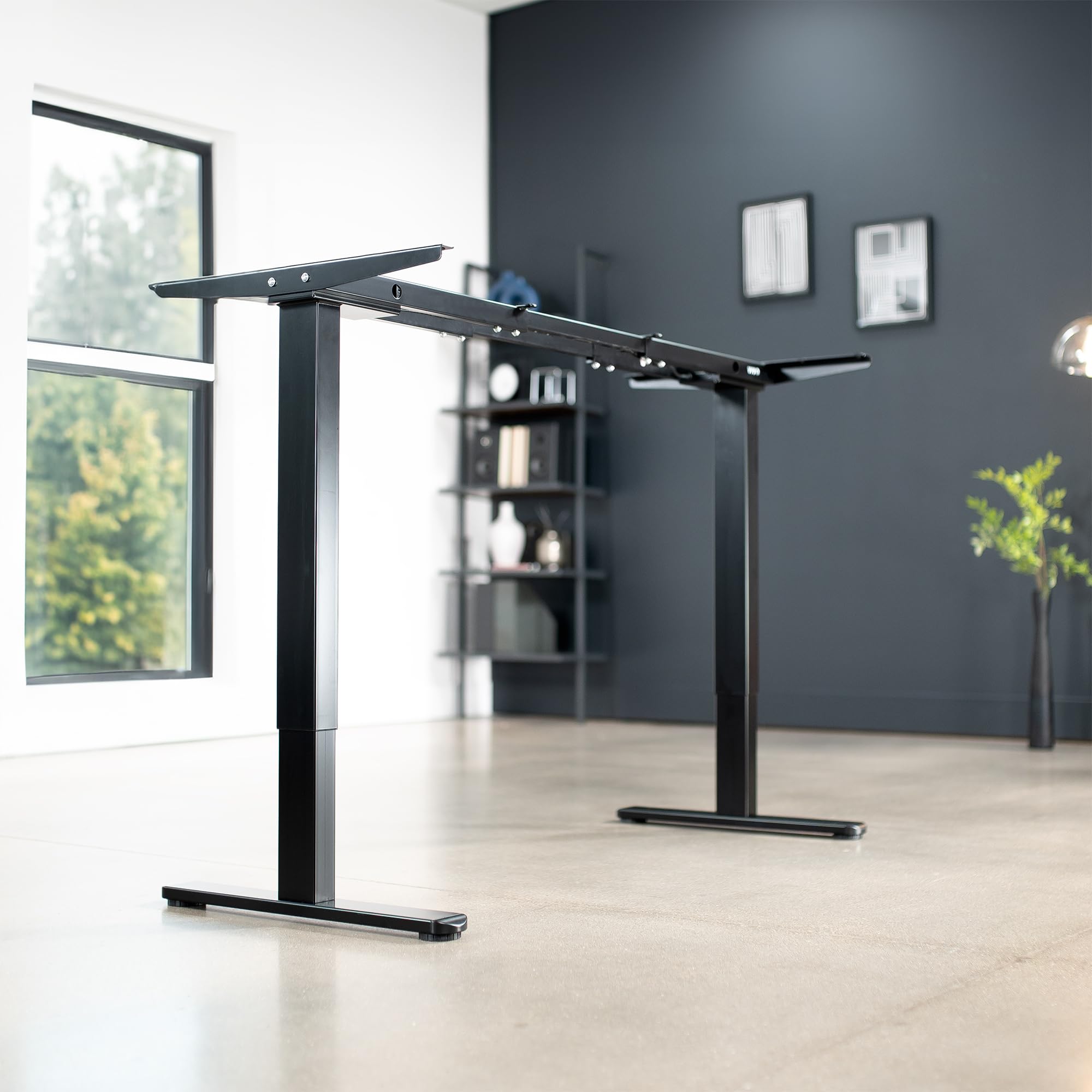 Vivo Electric Sit Stand Desk Frame, Dual Motor Memory Controller Height Adjustment, Frame Only, Black, Desk-E-200B