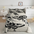 Feelyou Gothic Skull Bedding Set Decorative Death Moth And Flowers Comforter Set Queen Size For Kids Teens Adults Bedroom Decor 