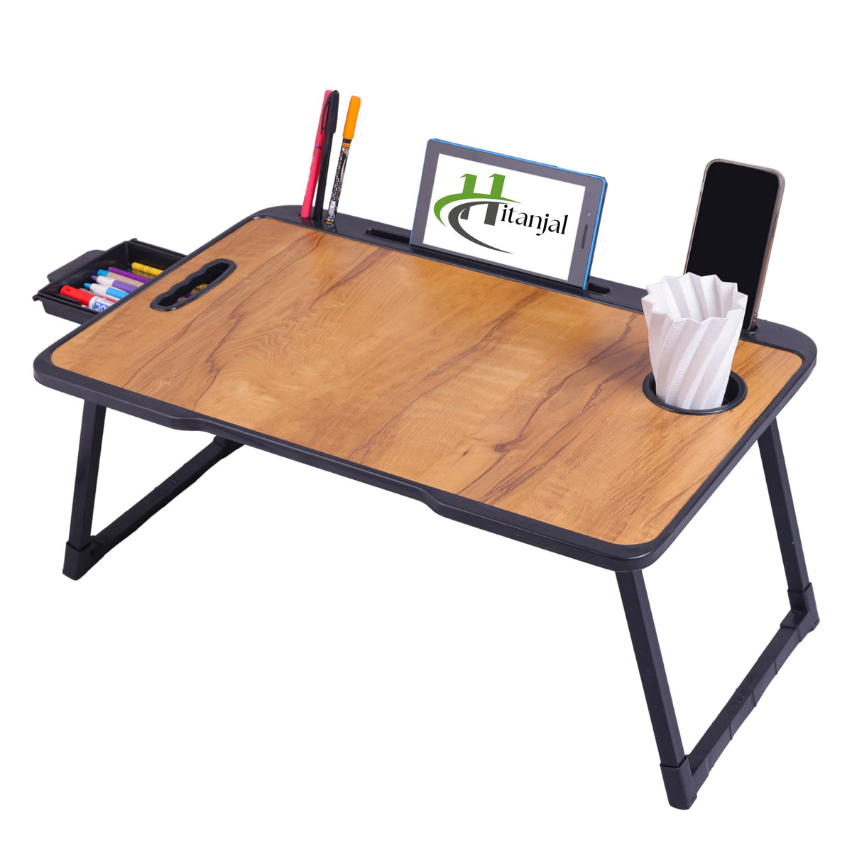 Hitanjal Study Table Bed Table/Laptop Table/Foldable And Portable Wooden/Writing Desk For Home(Pv Wood)