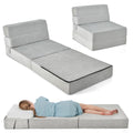 Relax4Life Folding Sofa Bed Chair - 3-In-1 Convertible Couch Sleeper, Floor Futon Couch W/Removable Cover & Full Padded Foam, Fabric Guest Sleeper Chair For Living Room, Study, Apartment (Grey)