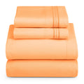 Hearth & Harbor Full Size Sheets - 4 Piece Bed Sheet Set, Hotel Luxury Double Brushed Bed Sheets - Extra Soft Bedding Sheets & Pillowcases, Full, Apricot Orange