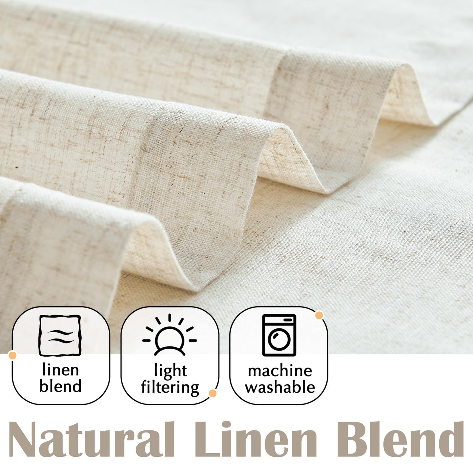 Jinchan Linen Kitchen Curtain With Tassels 36 Inch Boho Tier Curtain Beige Farmhouse Cafe Curtain Light Filtering Small Window Curtain For Bathroom Laundry Room Rv Rod Pocket Back Tab 1 Panel Crude
