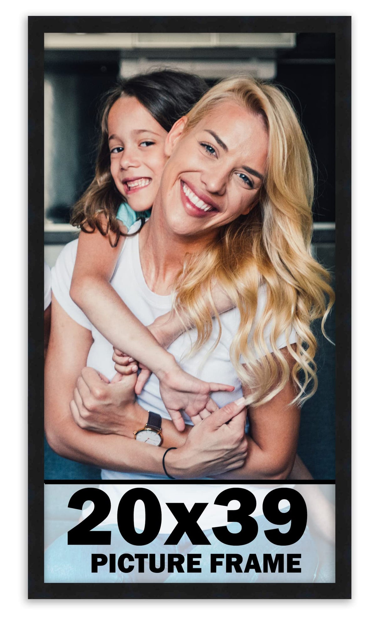 20x39 Frame Black Picture Frame - Complete Modern Photo Frame Includes UV Acrylic Shatter Guard Front, Acid Free Foam Backing Bo