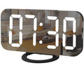 SZELAM Digital Clock Large Display, LED Alarm Electric Clocks Mirror Surface for Makeup with Diming Mode, 3 Levels Brightness, D