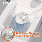 Jiga 3 Pack Toilet Brush And Holder Set, Toilet Bowl Brush With Caddy Bathroom Stiff Bristles Toilet Scrub Brush, White