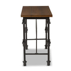 Baxton Studio Quain Antique Black Textured Finished Metal Distressed Wood Occasional Console Table