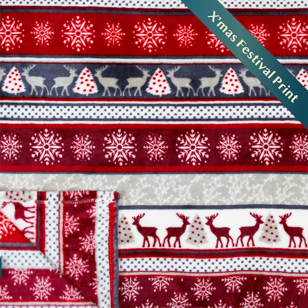 Pavilia Christmas Throw Blanket | Holiday Christmas Reindeer Snowflakes Fleece Blanket | Soft, Plush, Warm Winter Cabin Throw, T